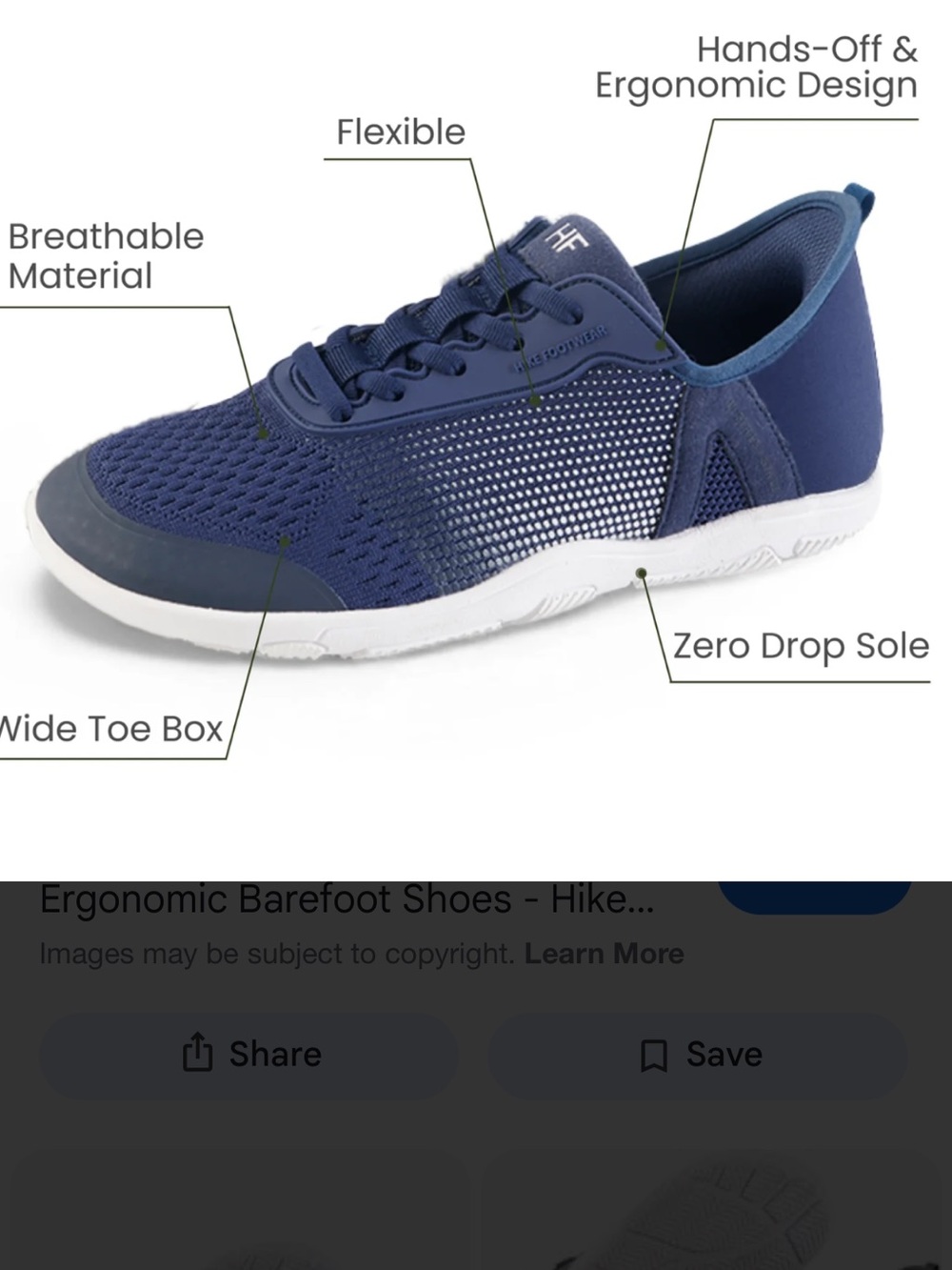 Hike Footwear Women's Navy Breathable Barefoot Sneakers size 6 NWT